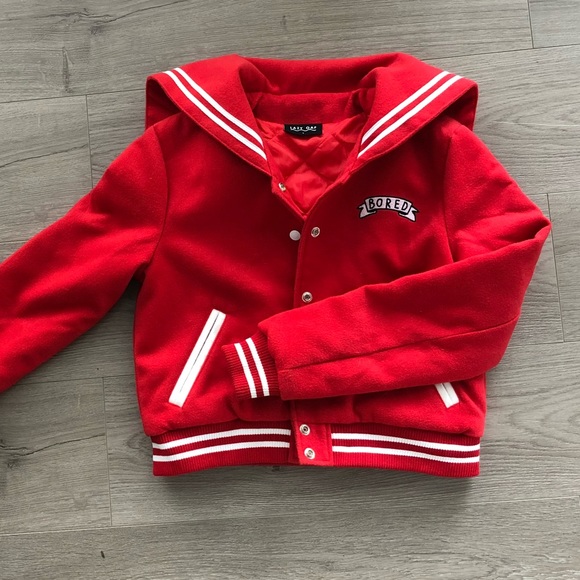 Lazy Oaf Red Bored Varsity Jacket 